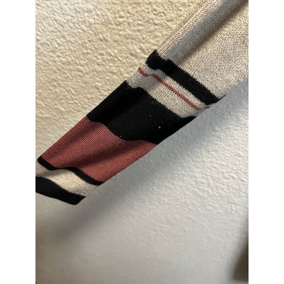 Chicos Womens Open Front Cardigan Sweater Size 2 Stripe Pattern Rayon Blend - Picture 5 of 5